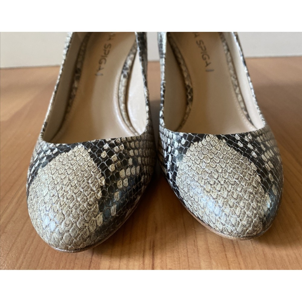 Via Spiga Womens Pump Size 6.5 Leather Wedge Heel Snakeskin Dress Shoes - Picture 6 of 11